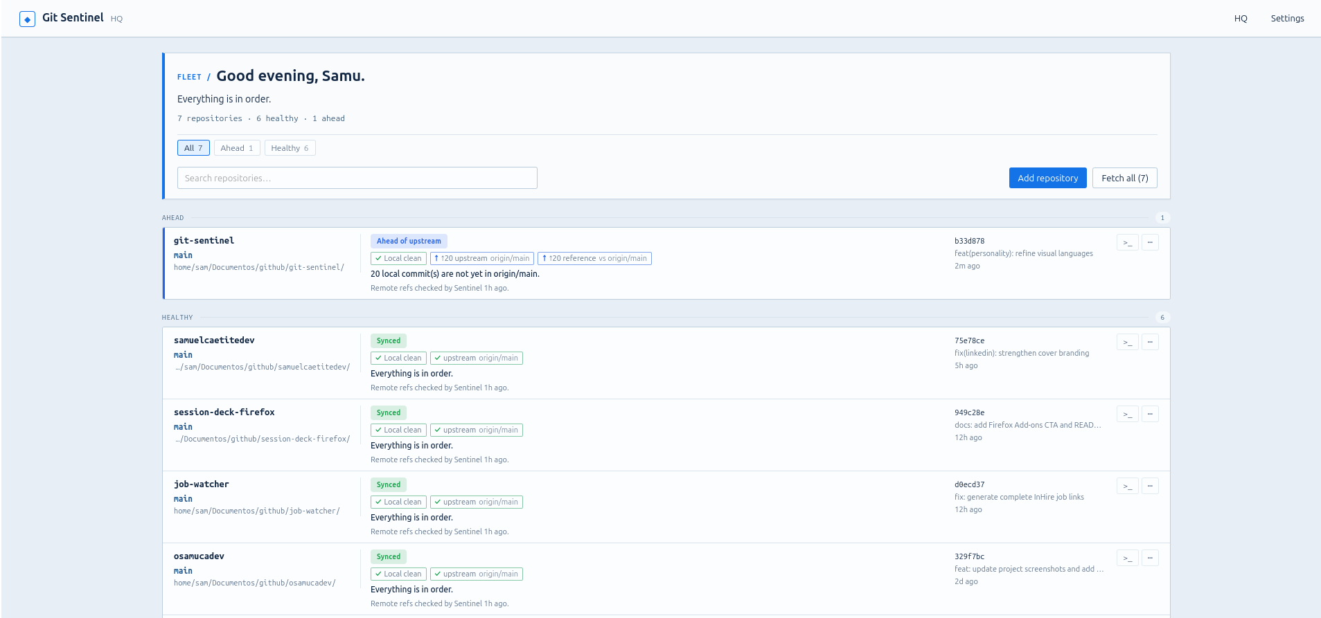 Git Sentinel na personalidade Technical